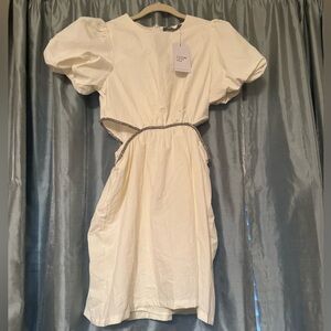 White Cutout Dress with Silver Accents